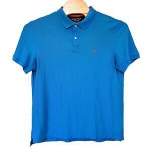 Nautica Size XL Blue Performance Polo Classic Fit Deck‎ Shirt Cotton Vented Hem